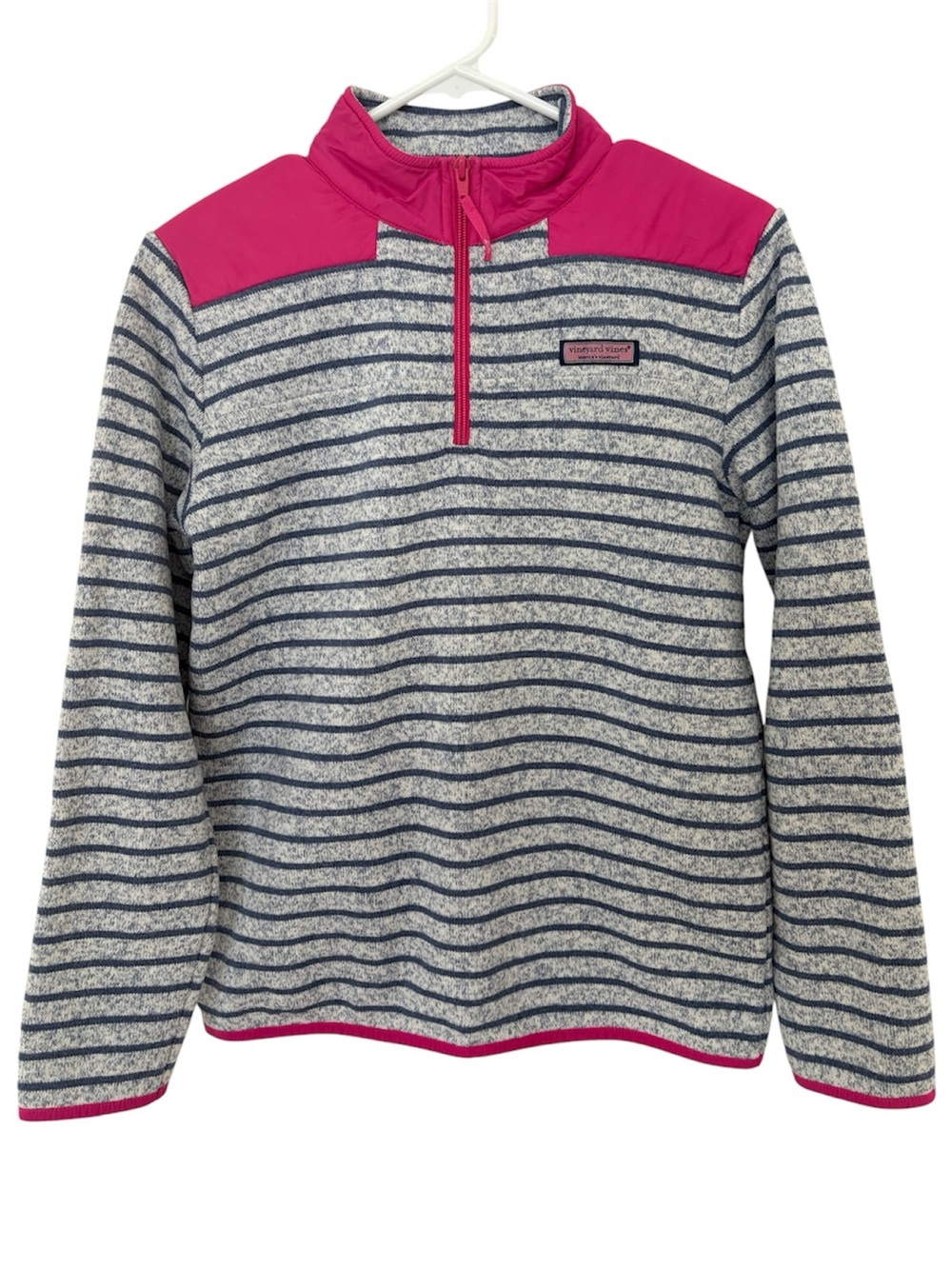 VIneyard Vines striped 1/4 zip fleece pullover XL
